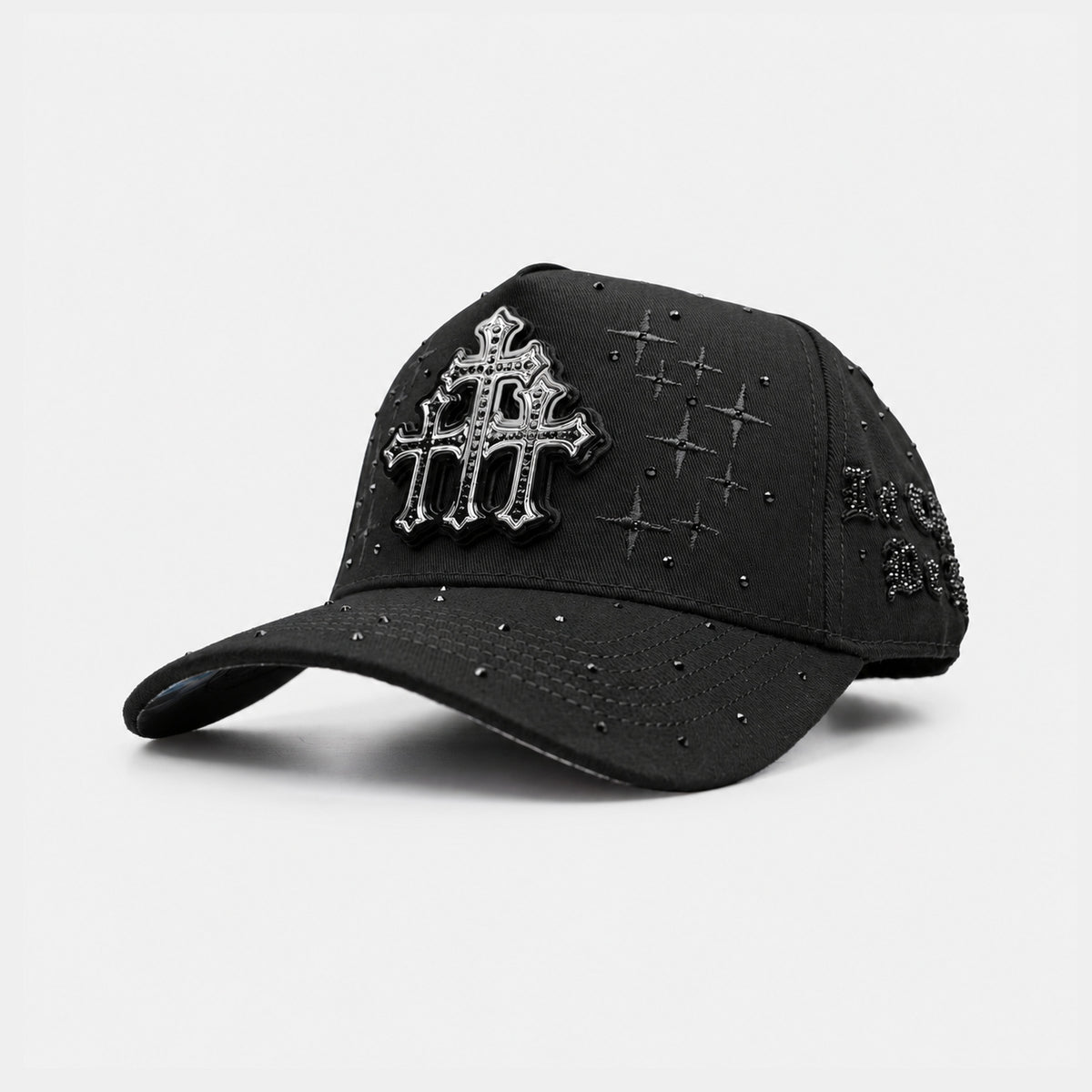 111 Cruces Black & Silver Hat by Italiense, three-quarter front view