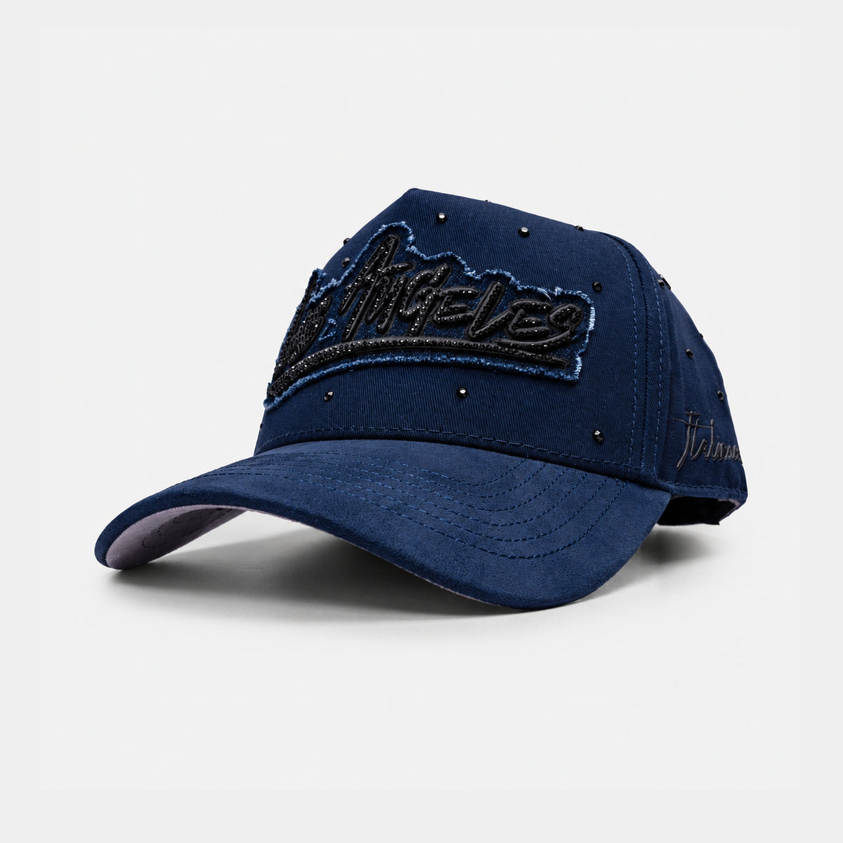 Los Angeles Jeans Navy Hat by Italiense, three-quarter front view